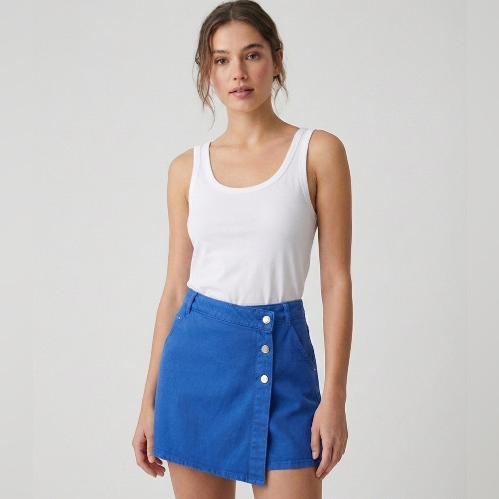 Zara Vibrant Blue Denim Women Skort size M